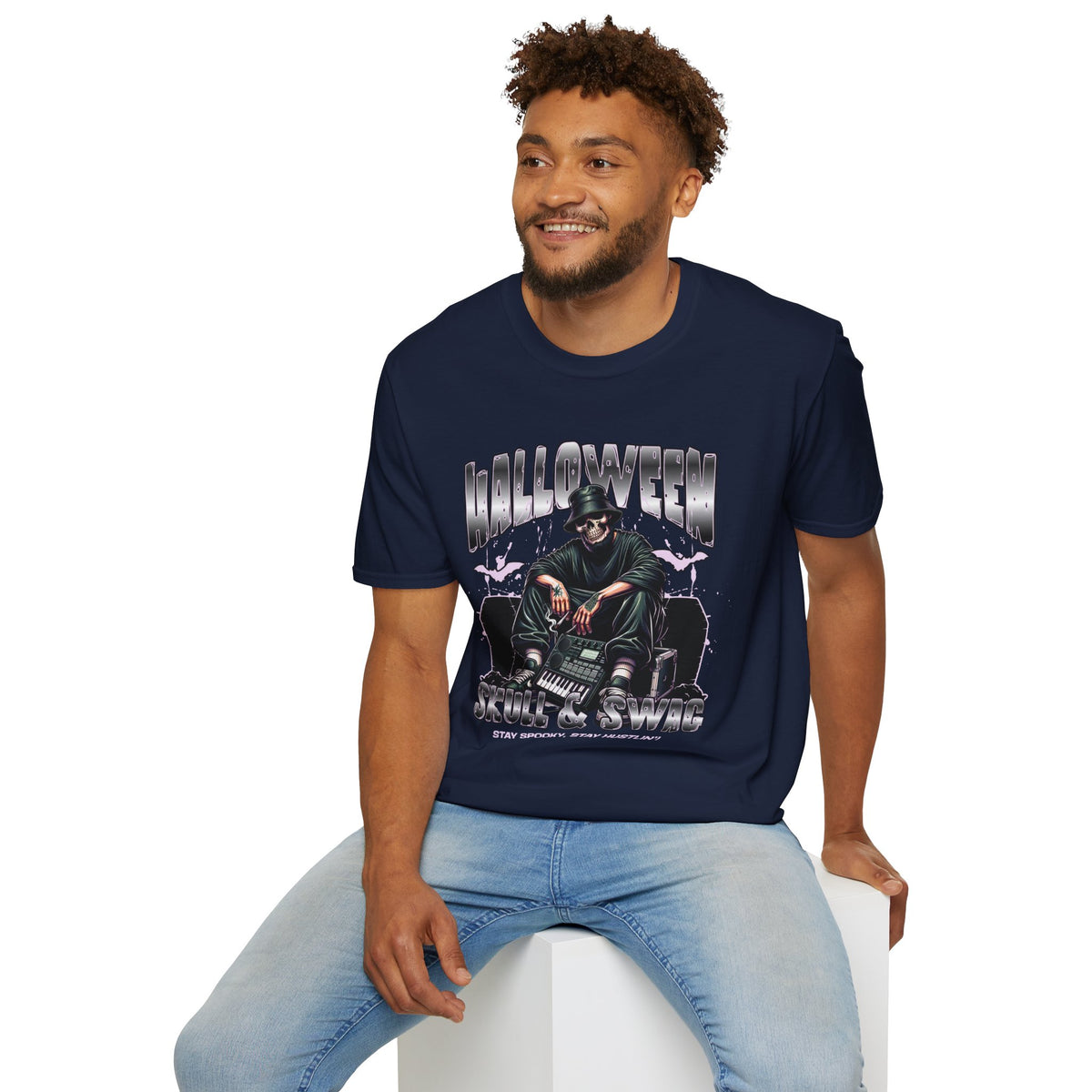 Halloween Skull Graphic T-Shirt — Retro Horror Crew Tee