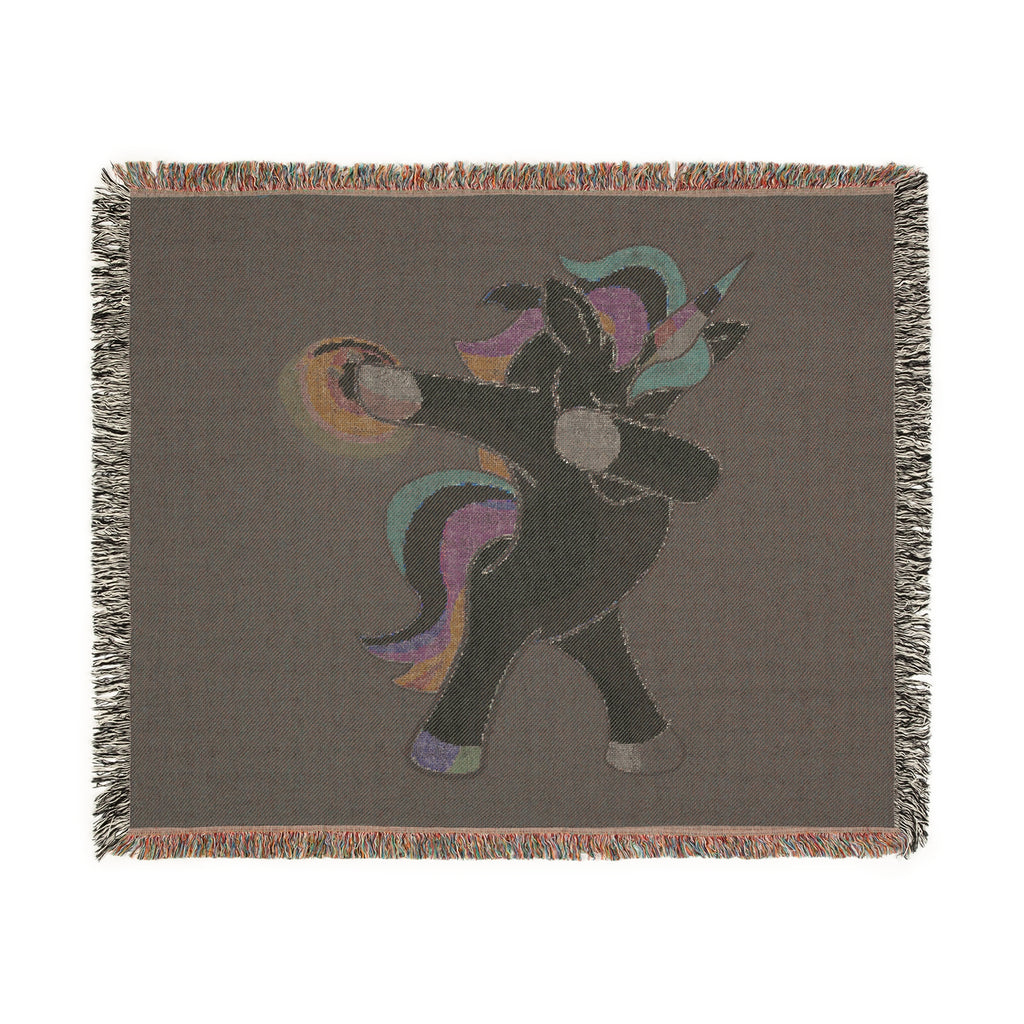 Dabbing Unicorn Woven Blanket — Fun Rainbow Mythical Throw