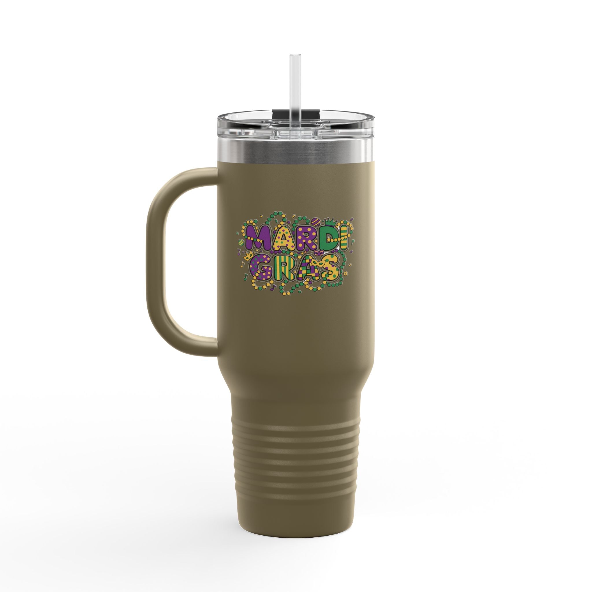 40oz Insulated Travel Mug — "Let's Get Cray Cray" Colorful Crawfish Party Design