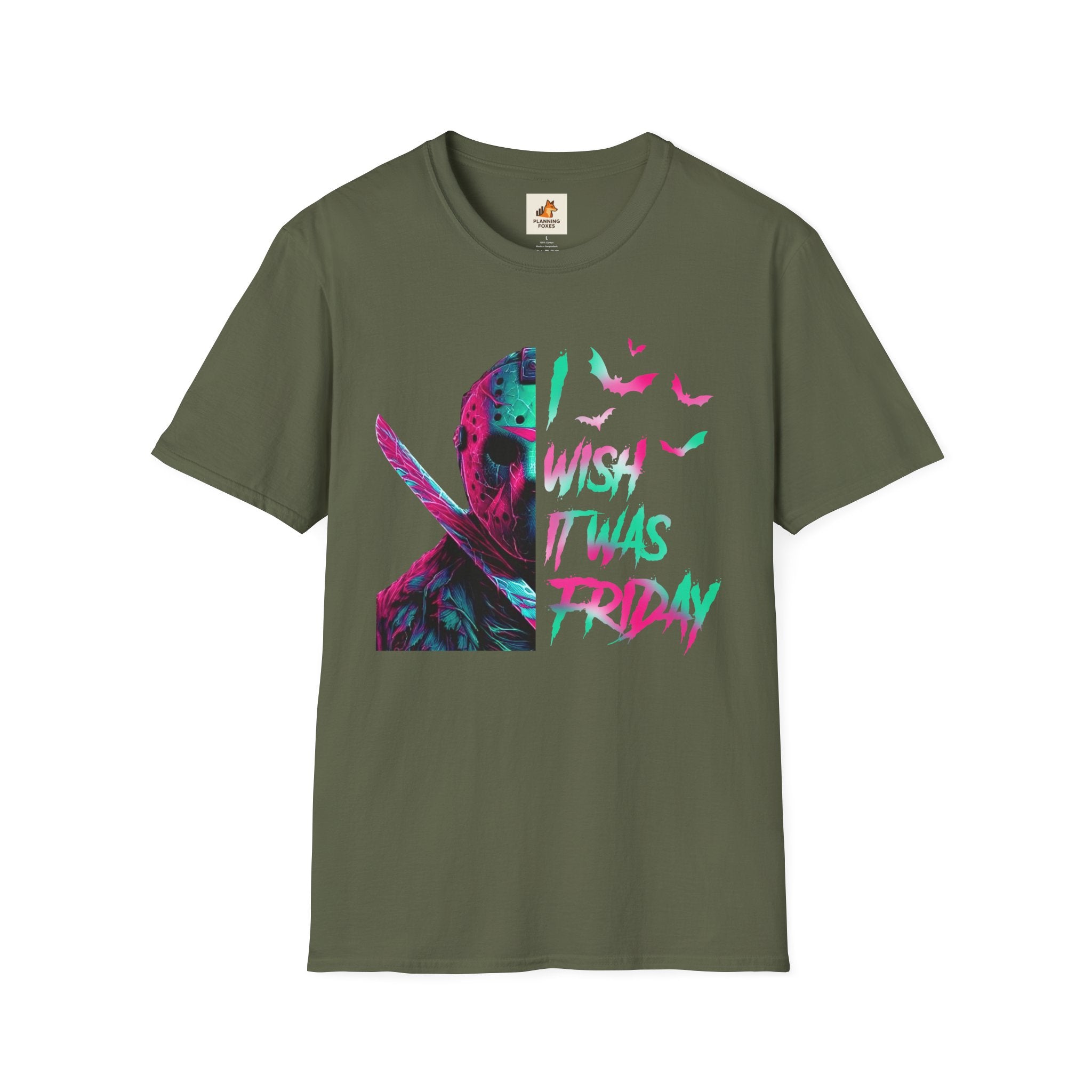Friday Vibes T-Shirt — Neon Jason "Wish It Was Friday" Graphic Tee