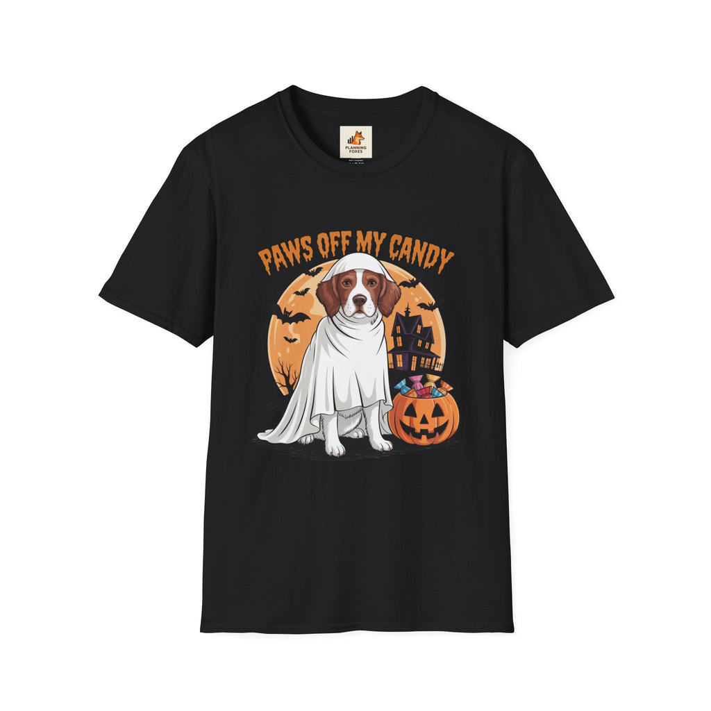 Halloween Dog T‑Shirt — "Paws Off My Candy" Ghost Beagle Costume Tee