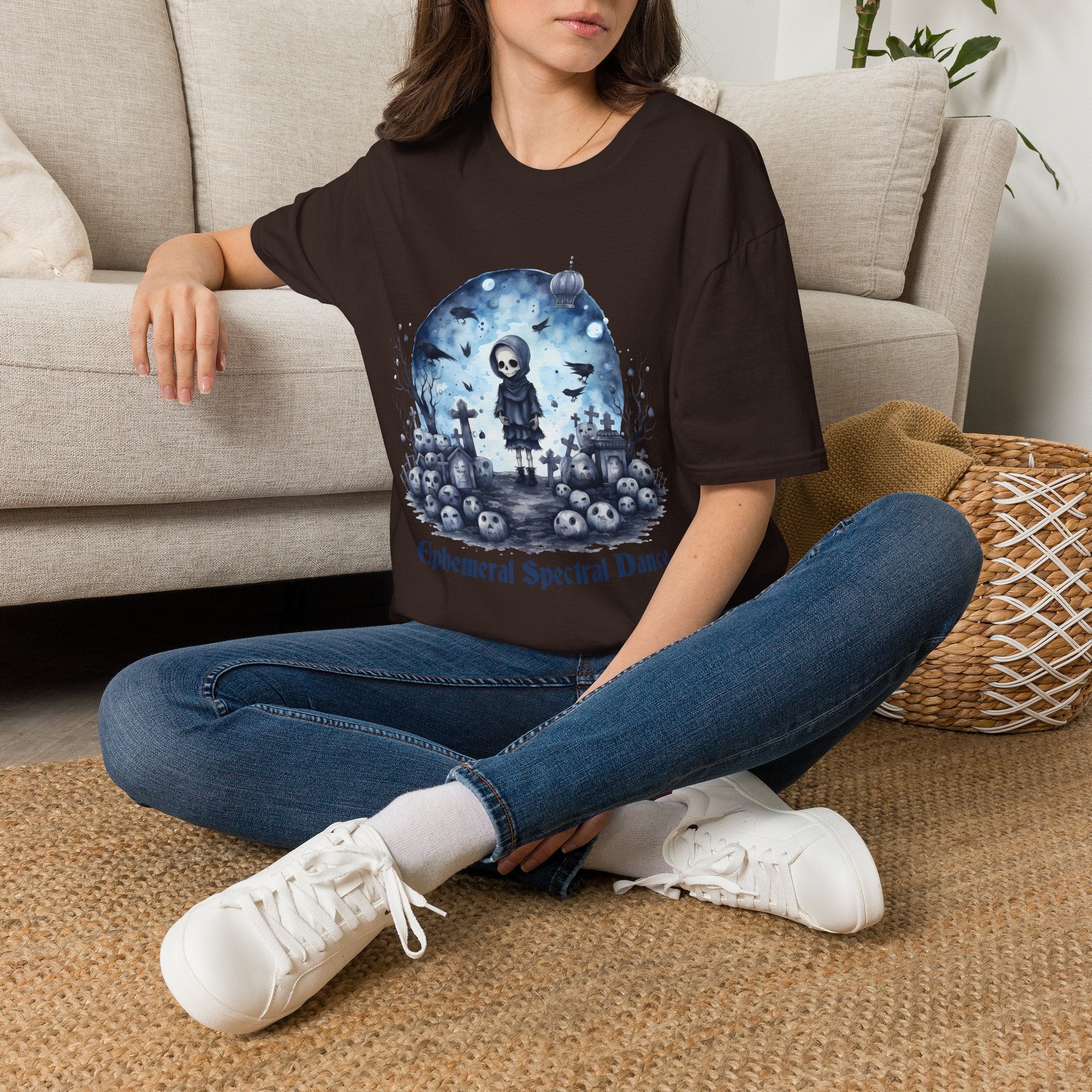 T-Shirt — Gothic Cute Grim Reaper Design (“Ephemeral Spectral Dance”)