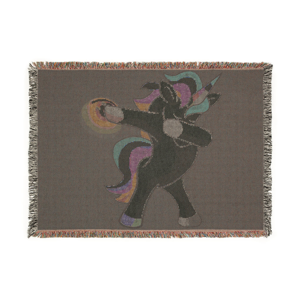 Dabbing Unicorn Woven Blanket — Fun Rainbow Mythical Throw