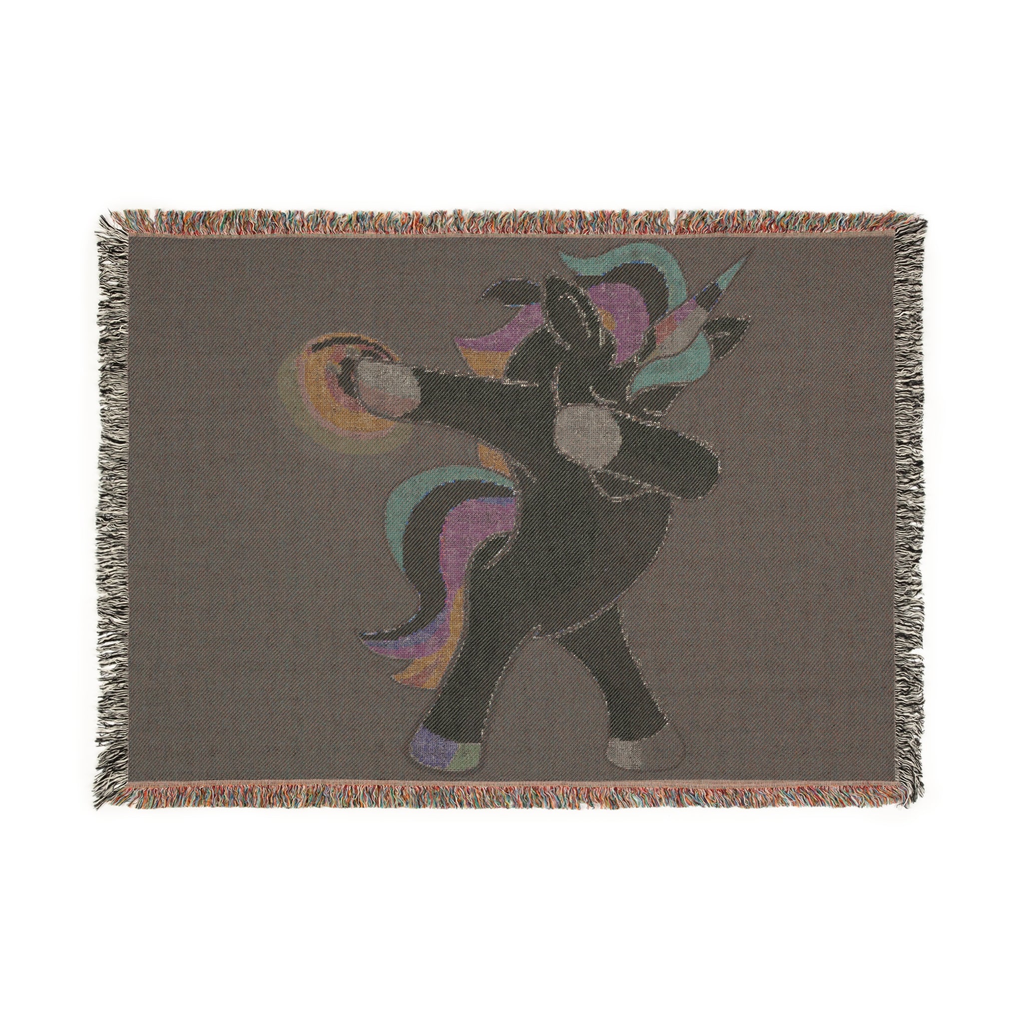Dabbing Unicorn Woven Blanket — Fun Rainbow Mythical Throw