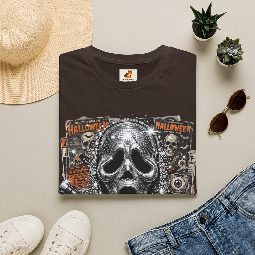 Halloween Scream Mask T-Shirt — Skull, Knife & Poster Horror Graphic Tee