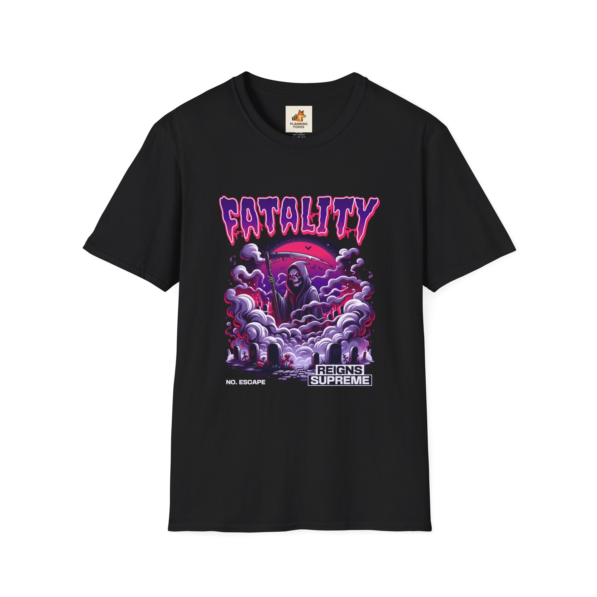 Fatality Graphic Tee — Grim Reaper Arcade Horror T-Shirt
