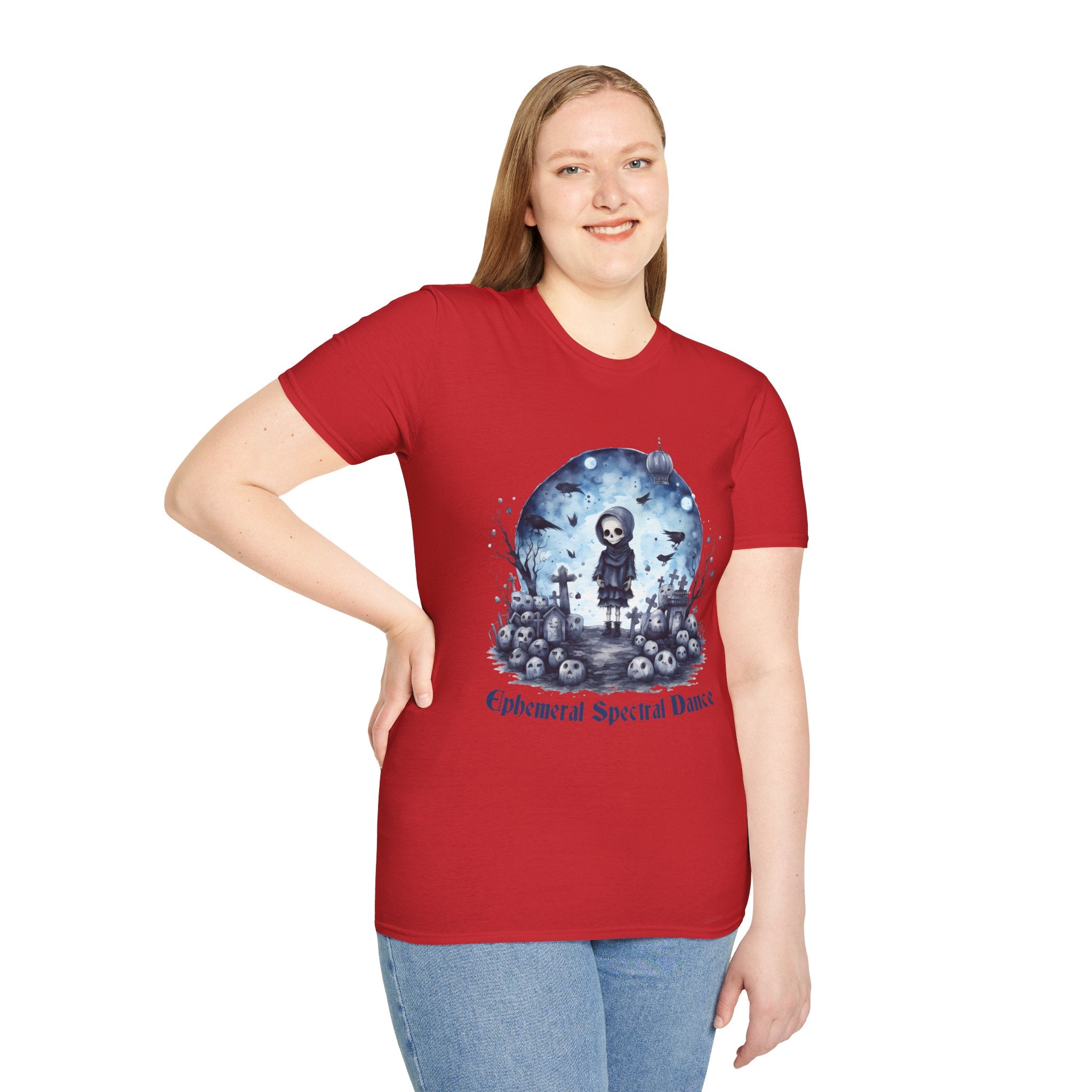T-Shirt — Gothic Cute Grim Reaper Design (“Ephemeral Spectral Dance”)