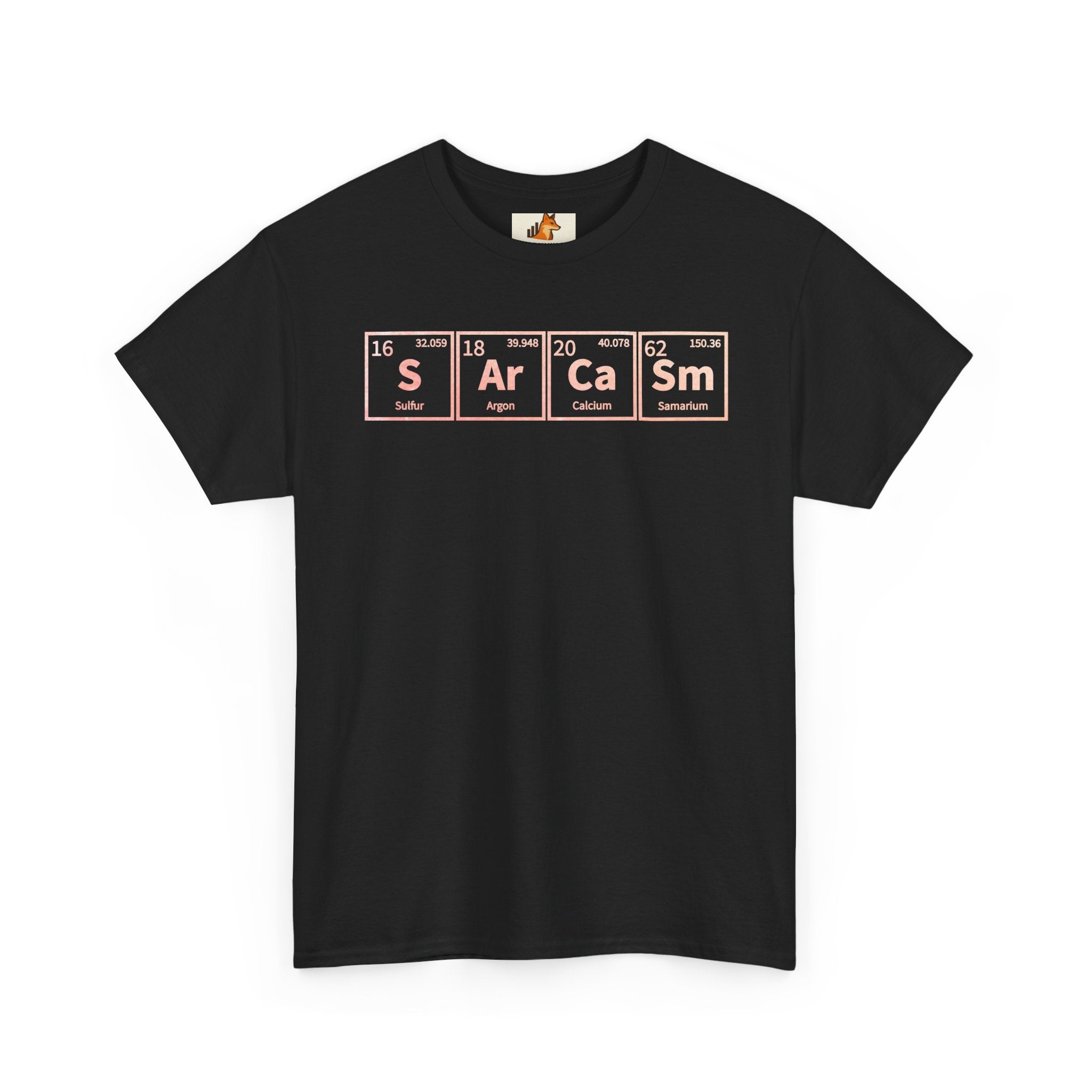 Sarcasm Periodic Table Tee — Funny Graphic White T‑Shirt