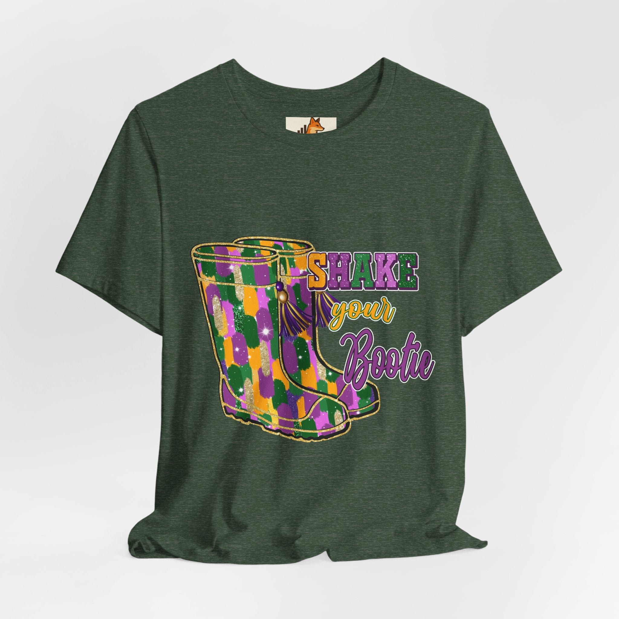 Mardi Gras 'Shake Your Bootie' T‑Shirt — Louisiana Fleur‑de‑Lis Tee