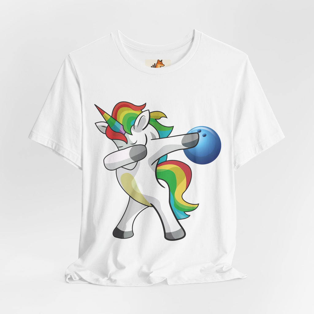 Dabbing Rainbow Unicorn Bowling T‑Shirt