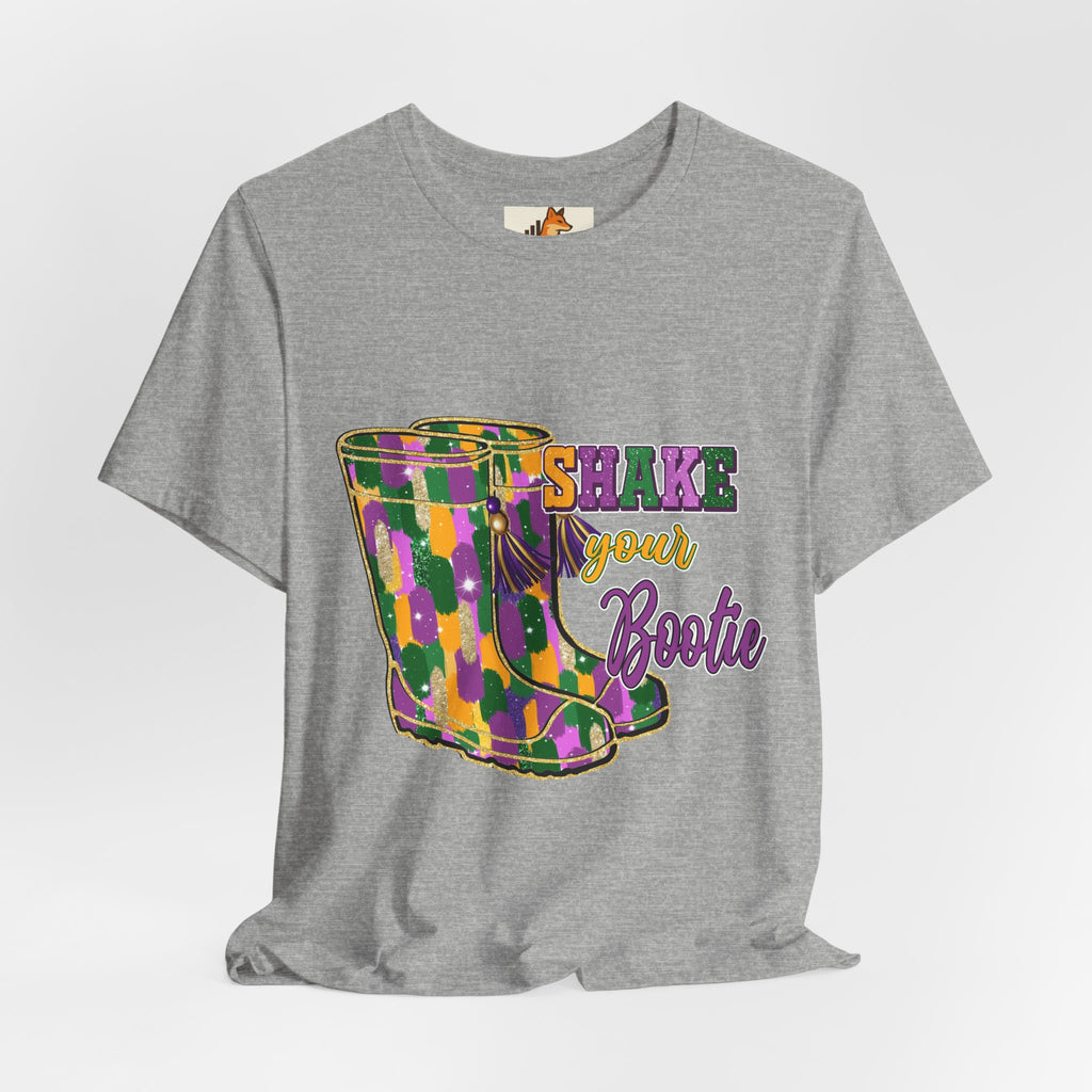 Mardi Gras 'Shake Your Bootie' T‑Shirt — Louisiana Fleur‑de‑Lis Tee