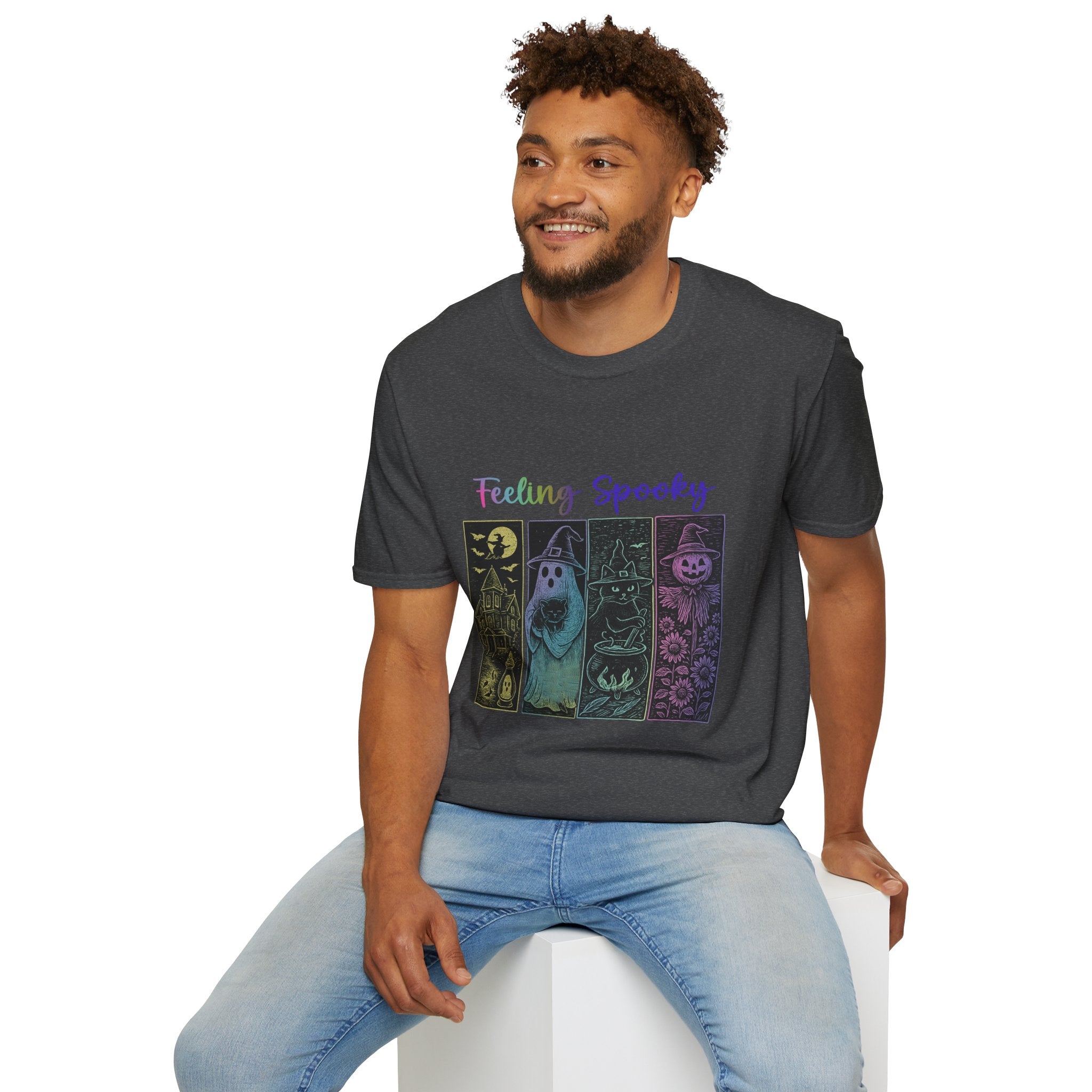 Feeling Spooky Halloween T-Shirt — Cute Ghost, Witch & Pumpkin Design