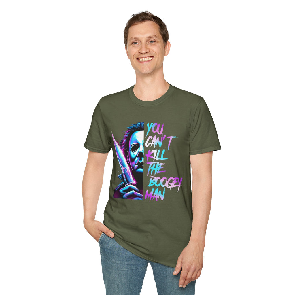 You Can't Kill the Boogeyman T‑Shirt — Retro Neon Michael Myers Horror Tee