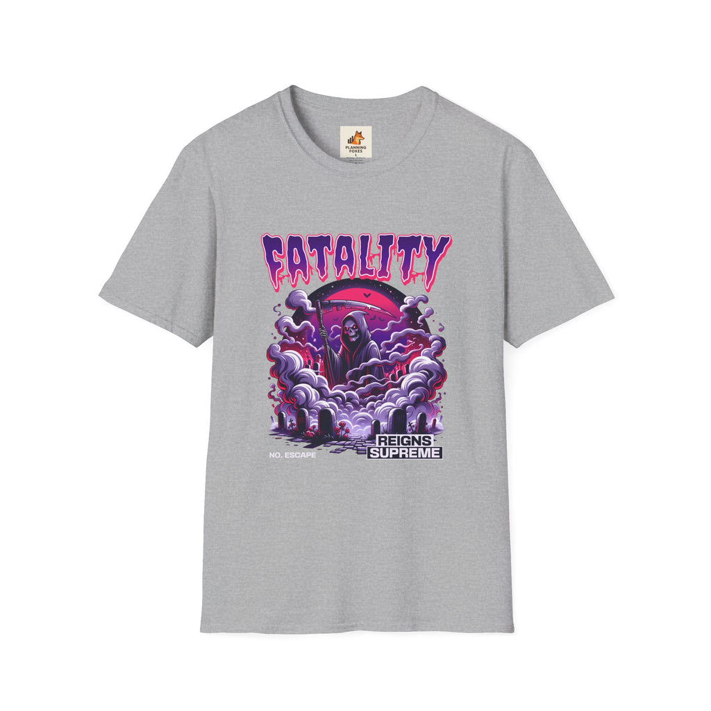 Fatality Graphic Tee — Grim Reaper Arcade Horror T-Shirt