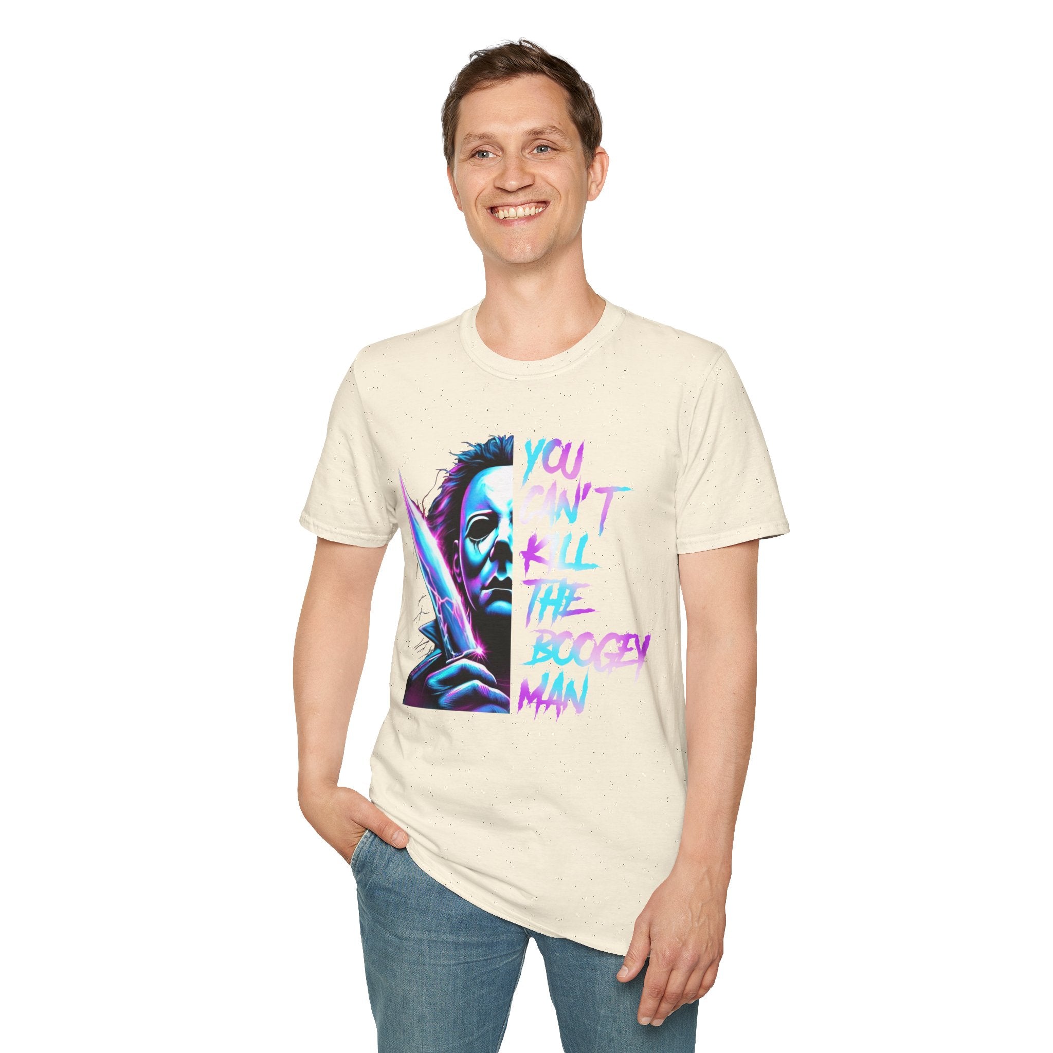You Can't Kill the Boogeyman T‑Shirt — Retro Neon Michael Myers Horror Tee