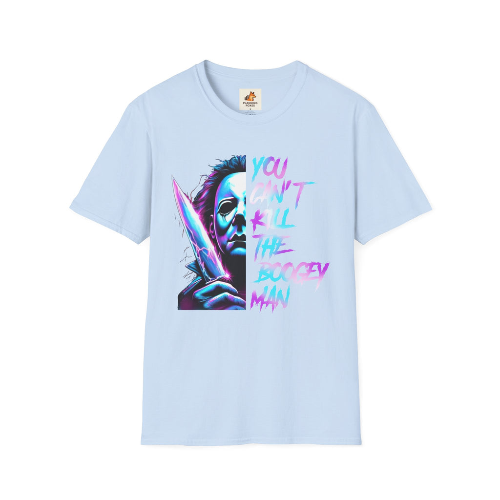 You Can't Kill the Boogeyman T‑Shirt — Retro Neon Michael Myers Horror Tee