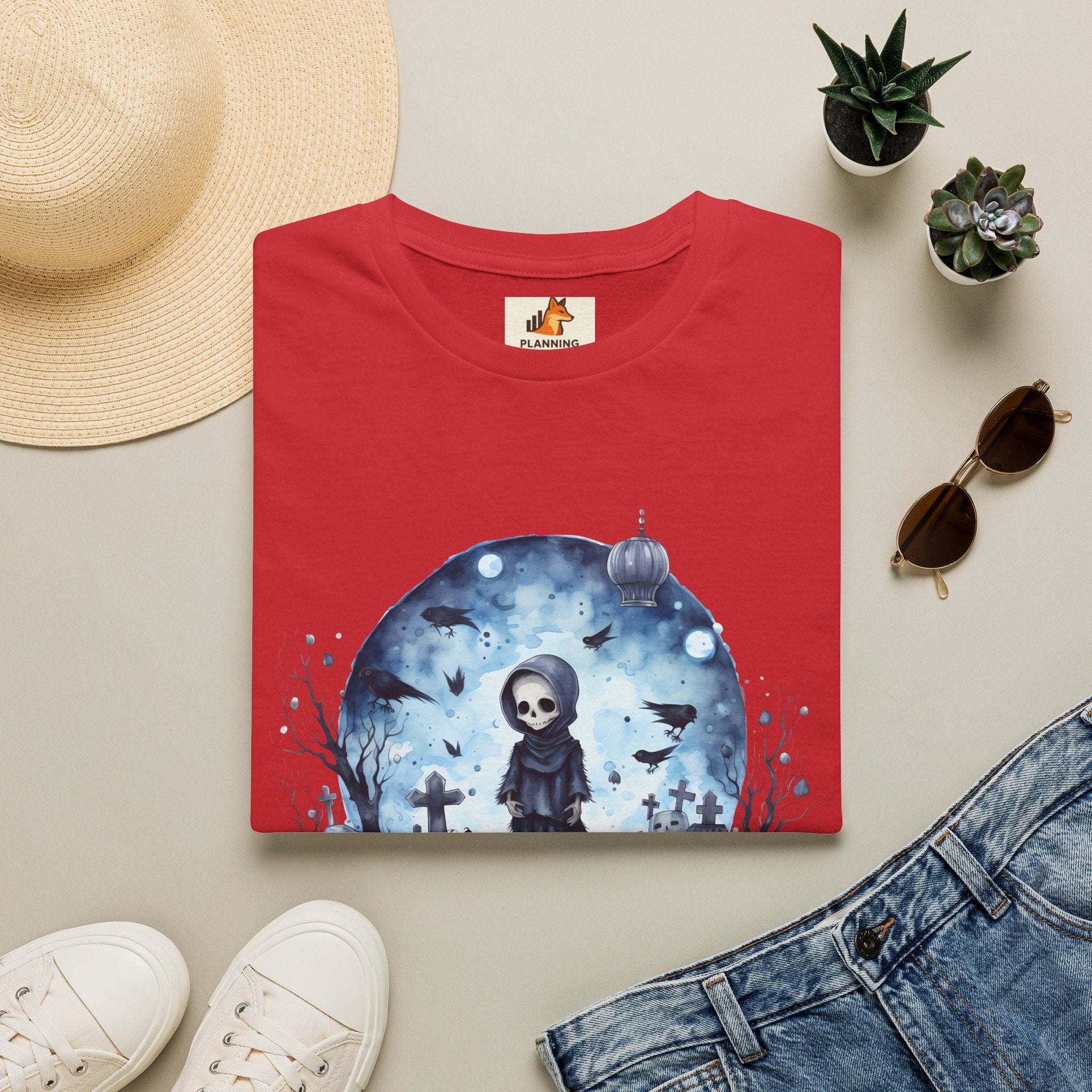 T-Shirt — Gothic Cute Grim Reaper Design (“Ephemeral Spectral Dance”)
