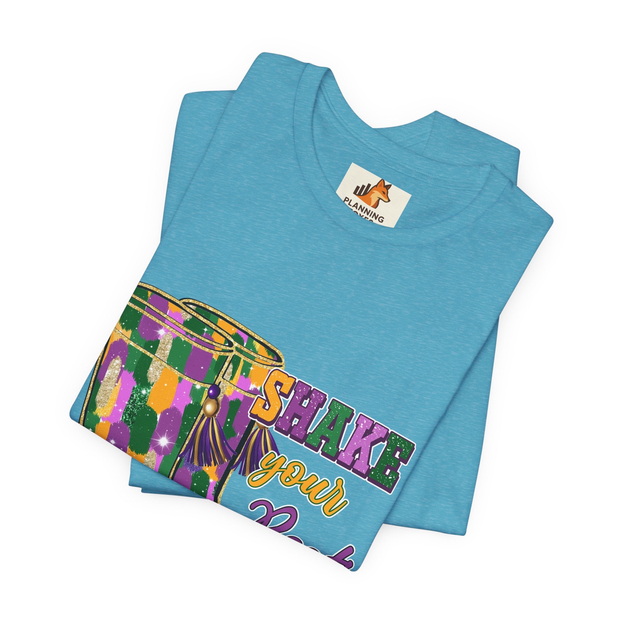Mardi Gras 'Shake Your Bootie' T‑Shirt — Louisiana Fleur‑de‑Lis Tee