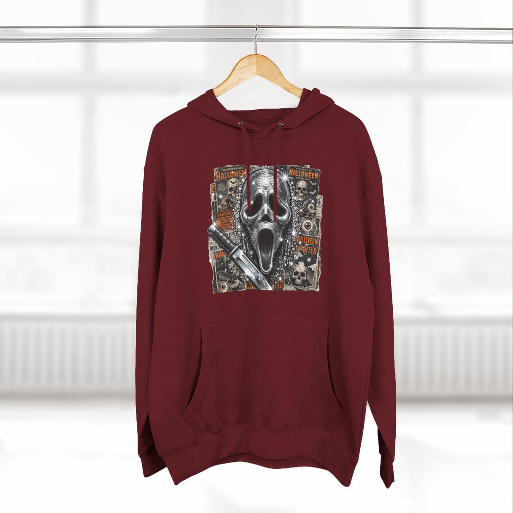 Halloween Horror Nights Hoodie — Haunted Mask & Killer Characters Graphic Pullover