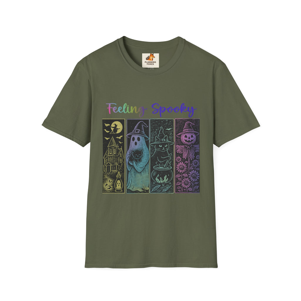 Feeling Spooky Halloween T-Shirt — Cute Ghost & Pumpkin Graphic