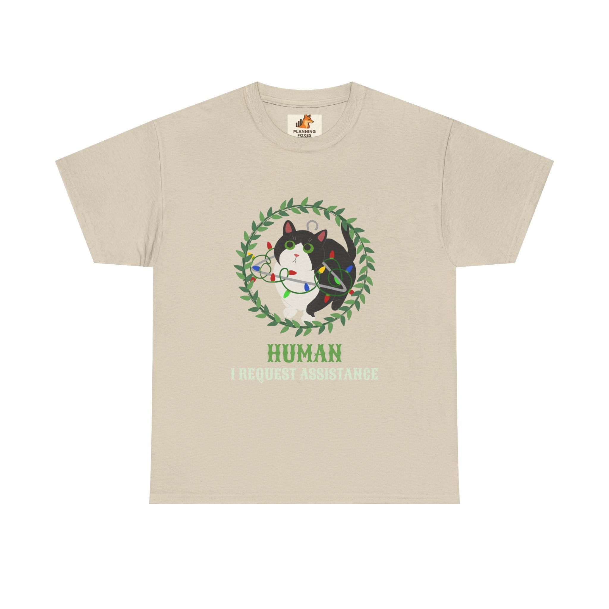 T-Shirt — 'Human, Fur-riendly Assistance' Cute Dog Wreath Graphic Tee
