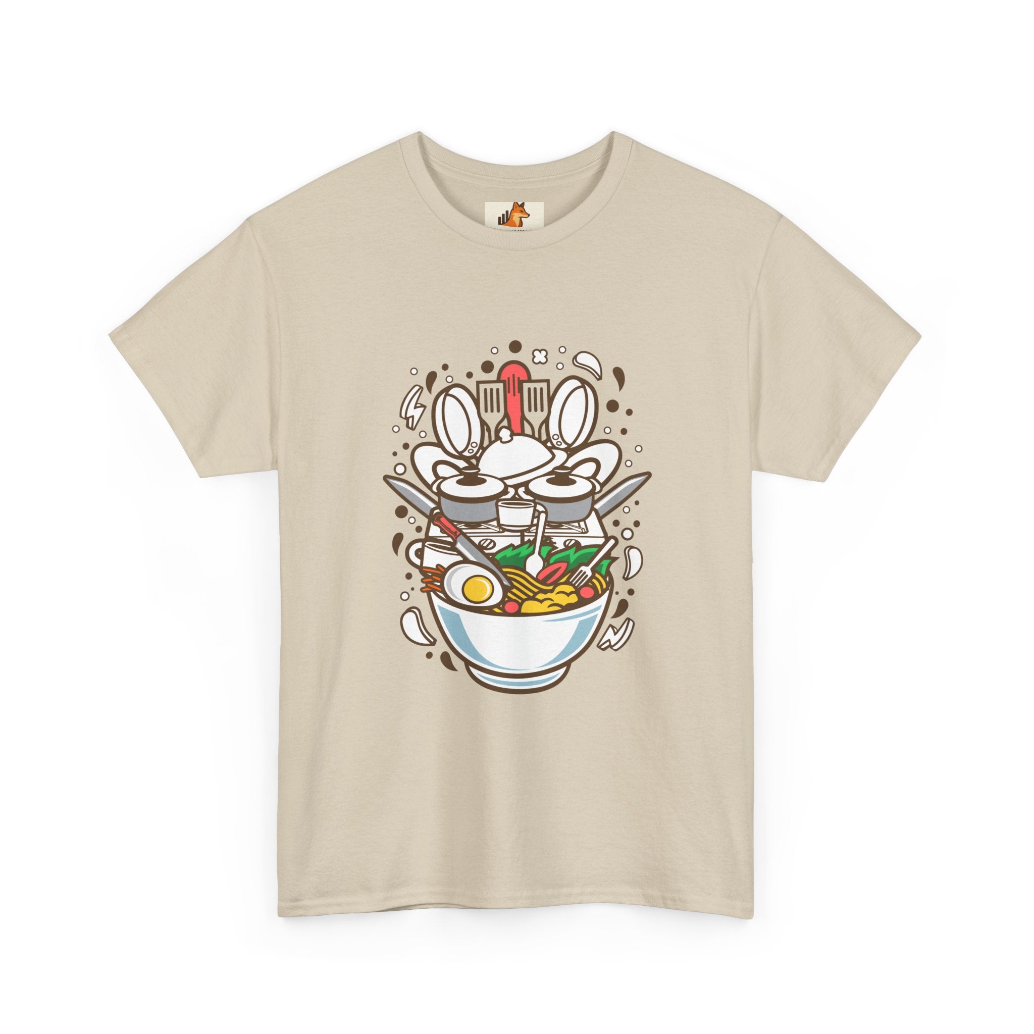 Ramen Bowl Graphic Tee – Cute Cartoon Noodles, Eggs & Chopsticks T-Shirt