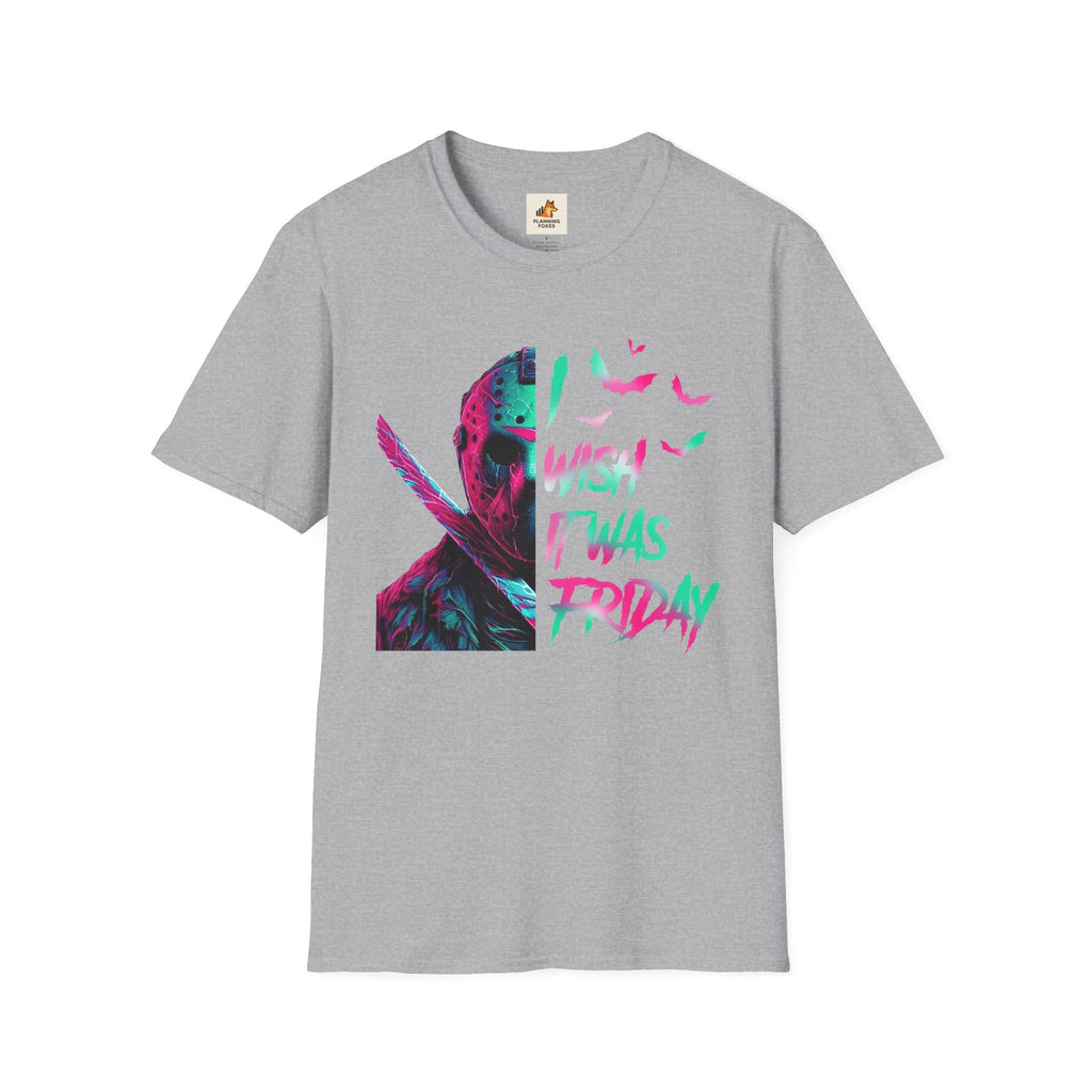 Friday Vibes T-Shirt — Neon Jason "Wish It Was Friday" Graphic Tee