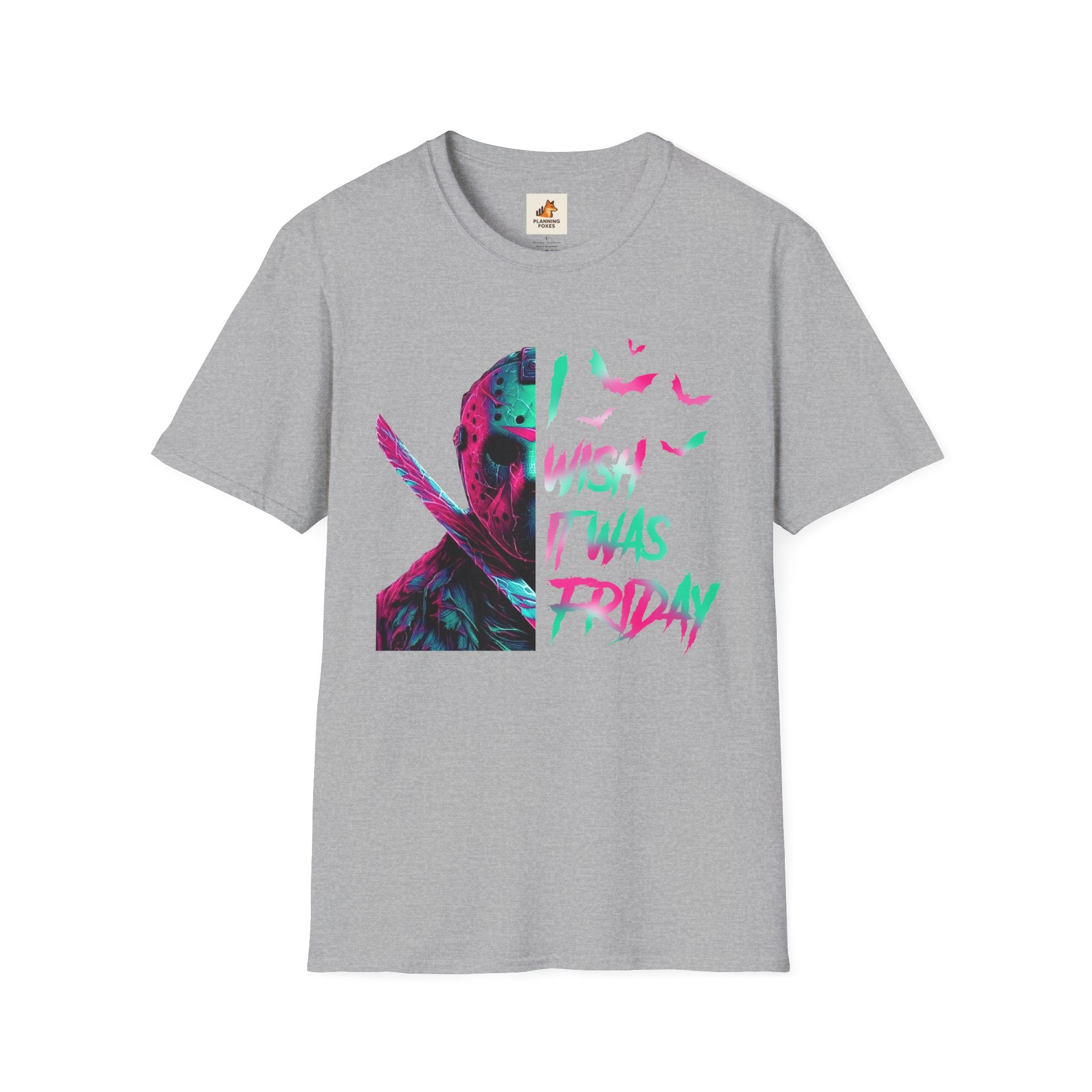 Friday Vibes T-Shirt — Neon Jason "Wish It Was Friday" Graphic Tee