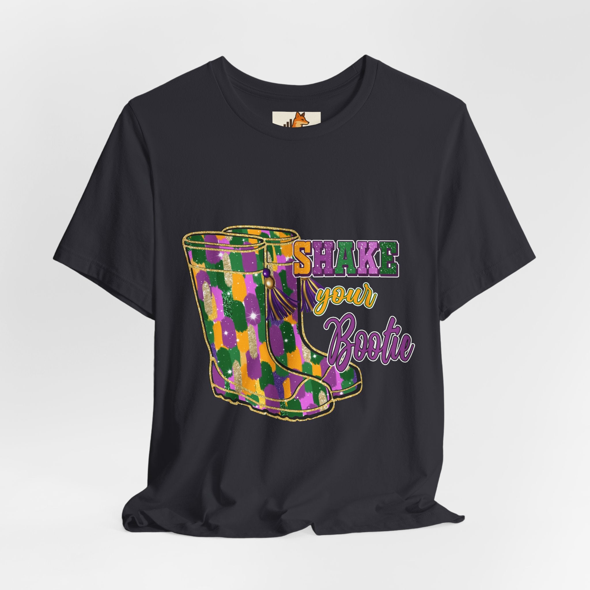 Mardi Gras 'Shake Your Bootie' T‑Shirt — Louisiana Fleur‑de‑Lis Tee