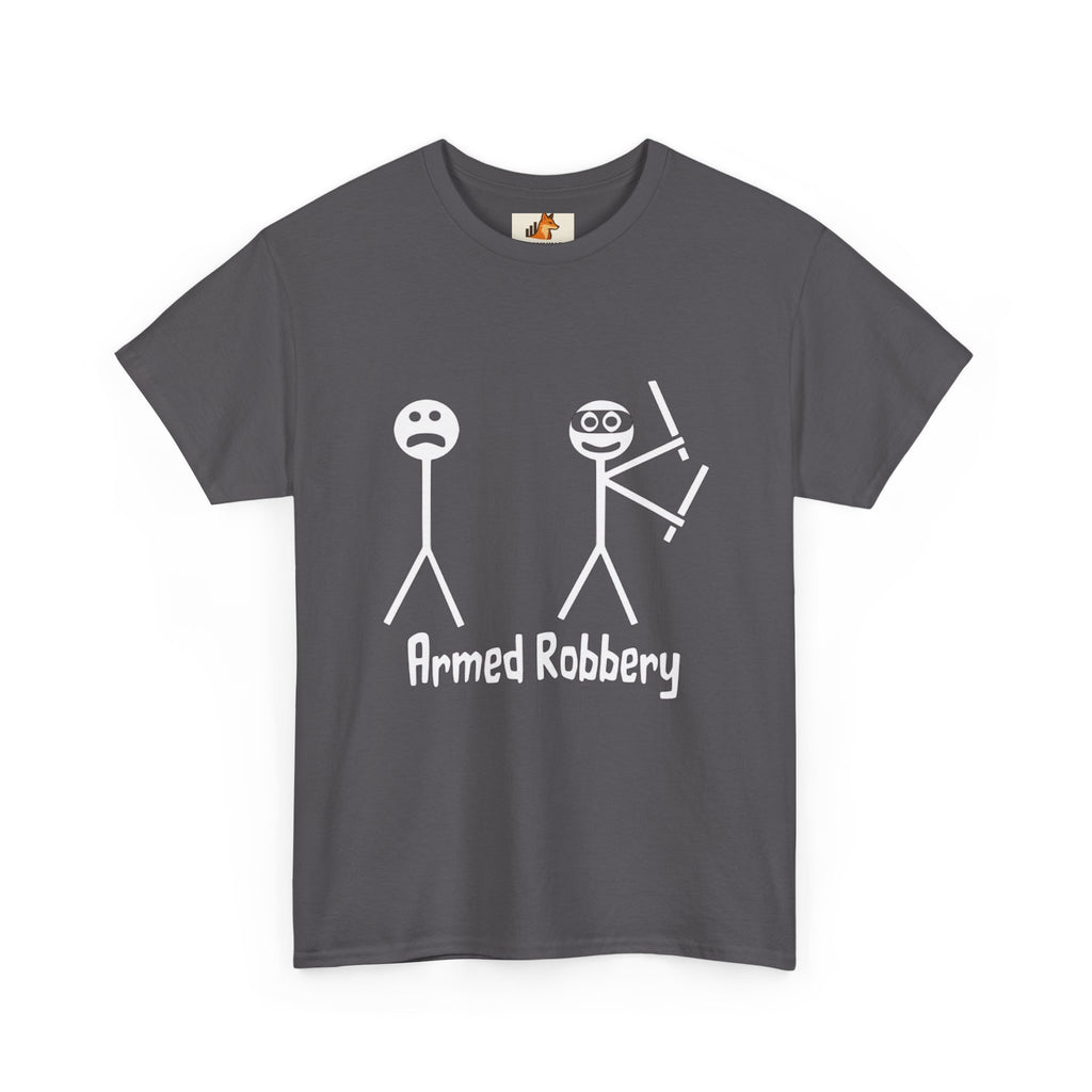 T-Shirt — 'Armed Robbery' Stick Figure Graphic Tee