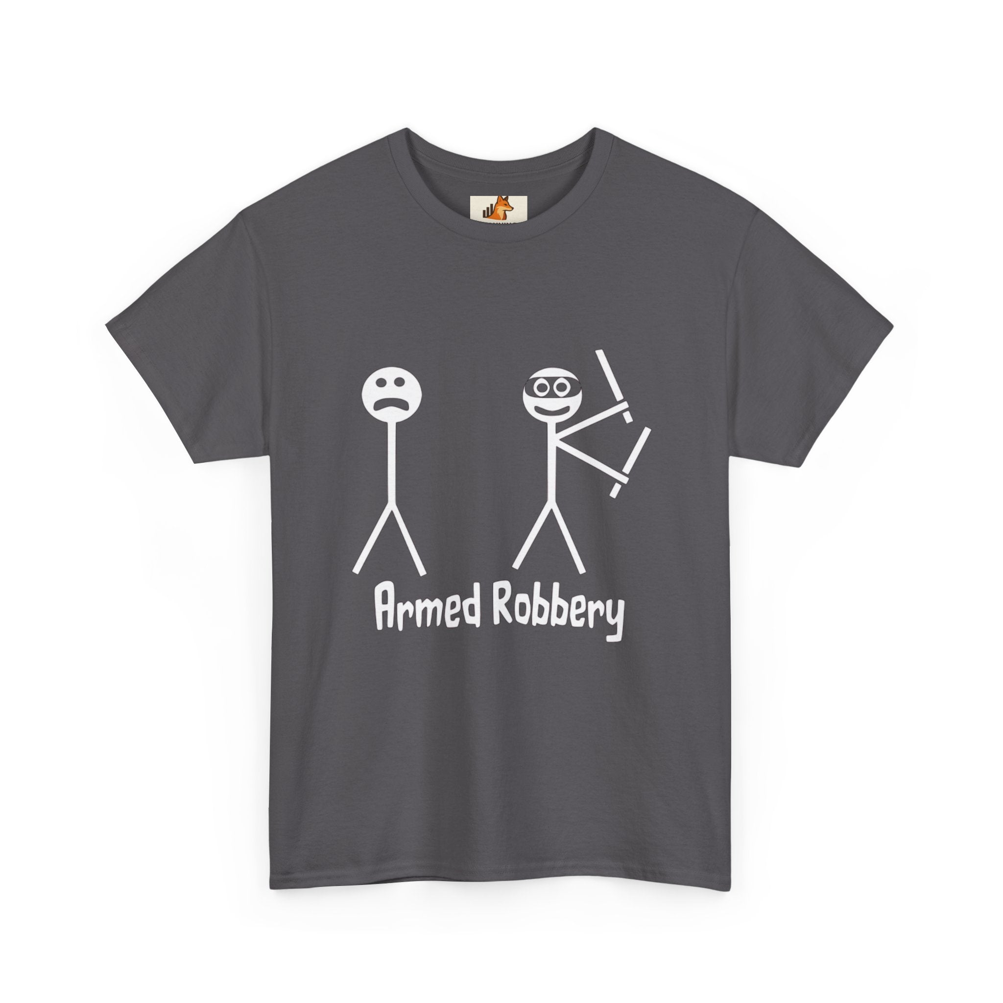 T-Shirt — 'Armed Robbery' Stick Figure Graphic Tee