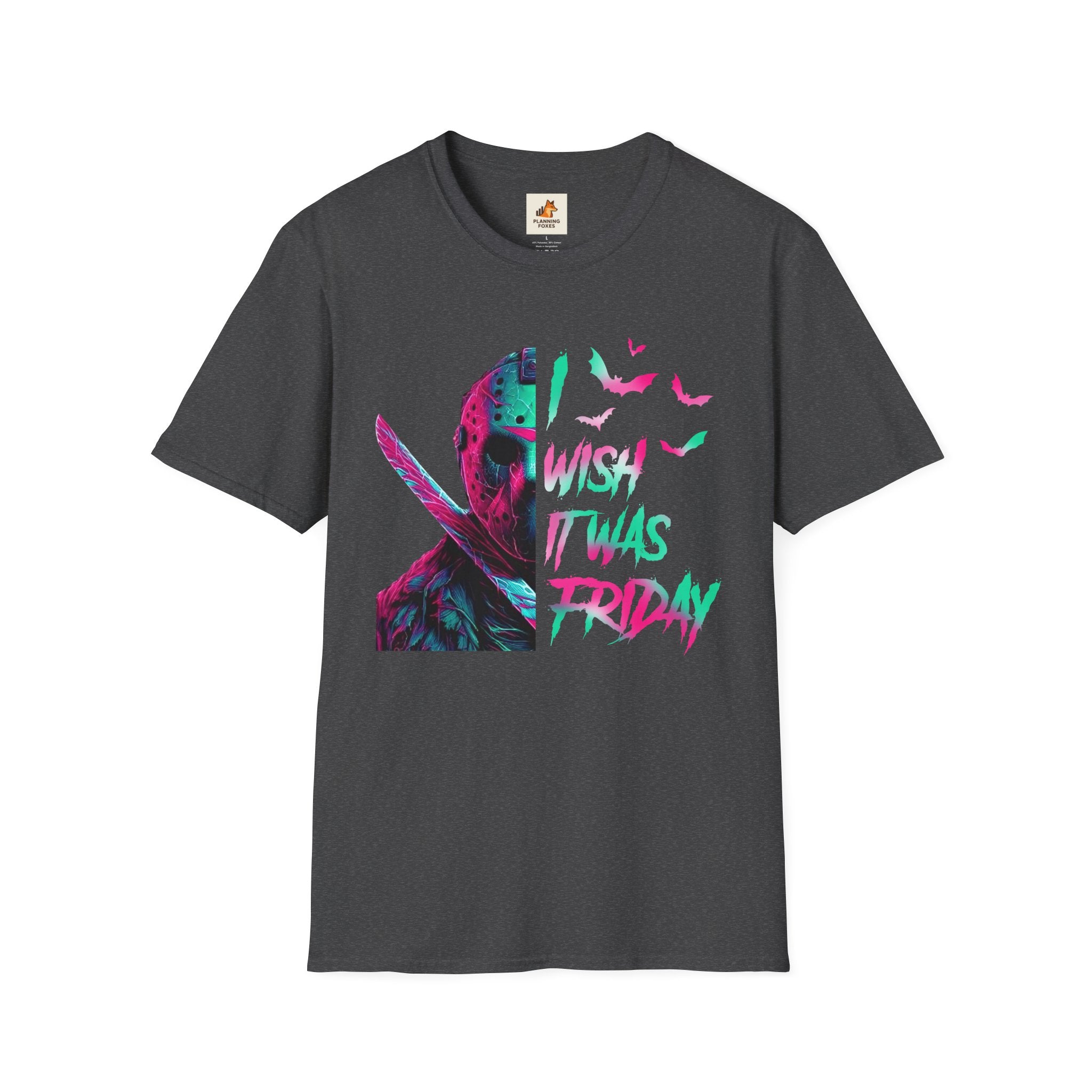 Friday Vibes T-Shirt — Neon Jason "Wish It Was Friday" Graphic Tee