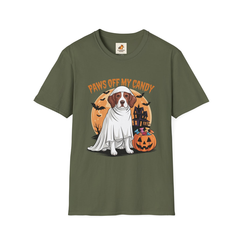 Halloween Dog T‑Shirt — "Paws Off My Candy" Ghost Beagle Costume Tee