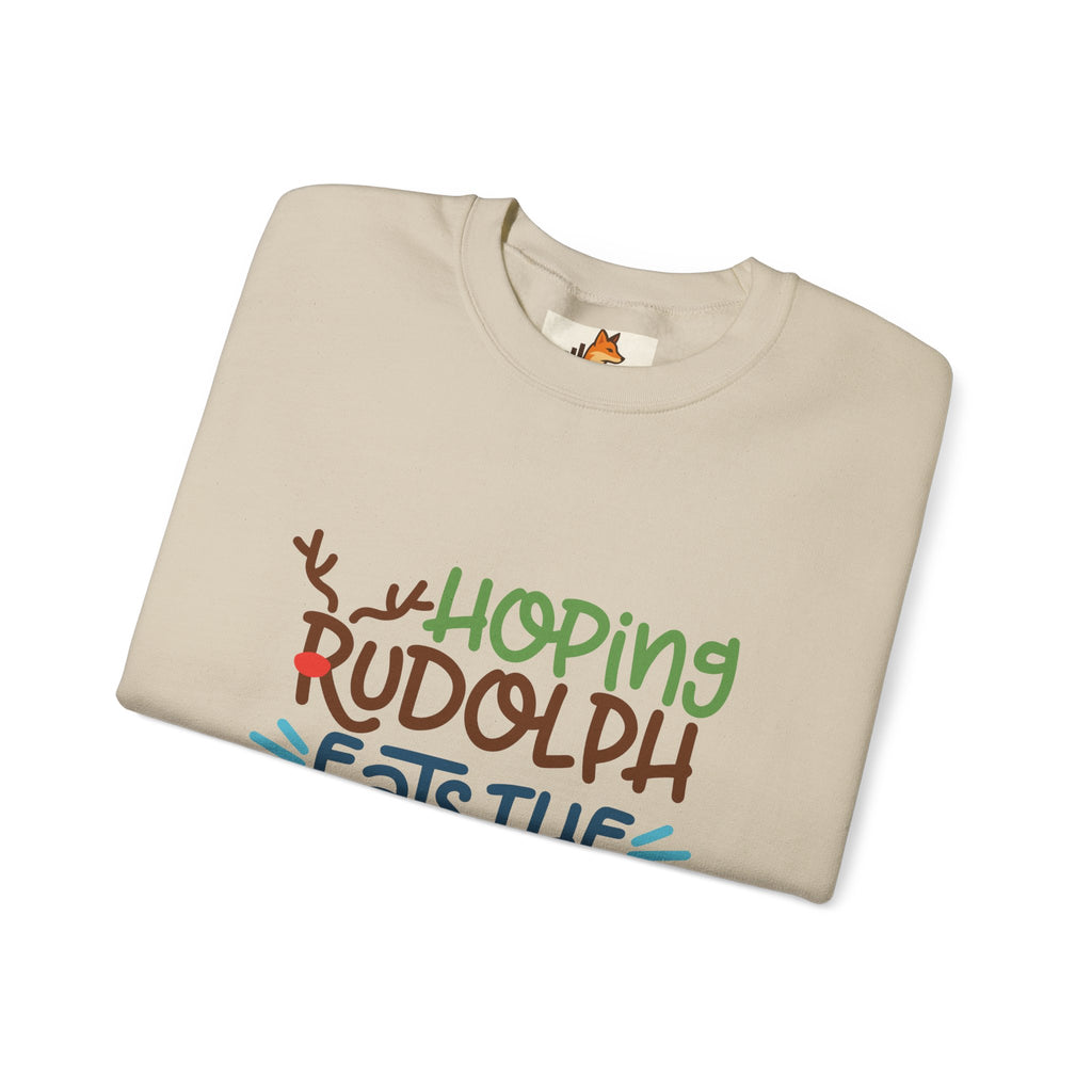 Holiday Sweatshirt – "Hoping Rudolph Eats the Naughty List" Funny Christmas Crewneck
