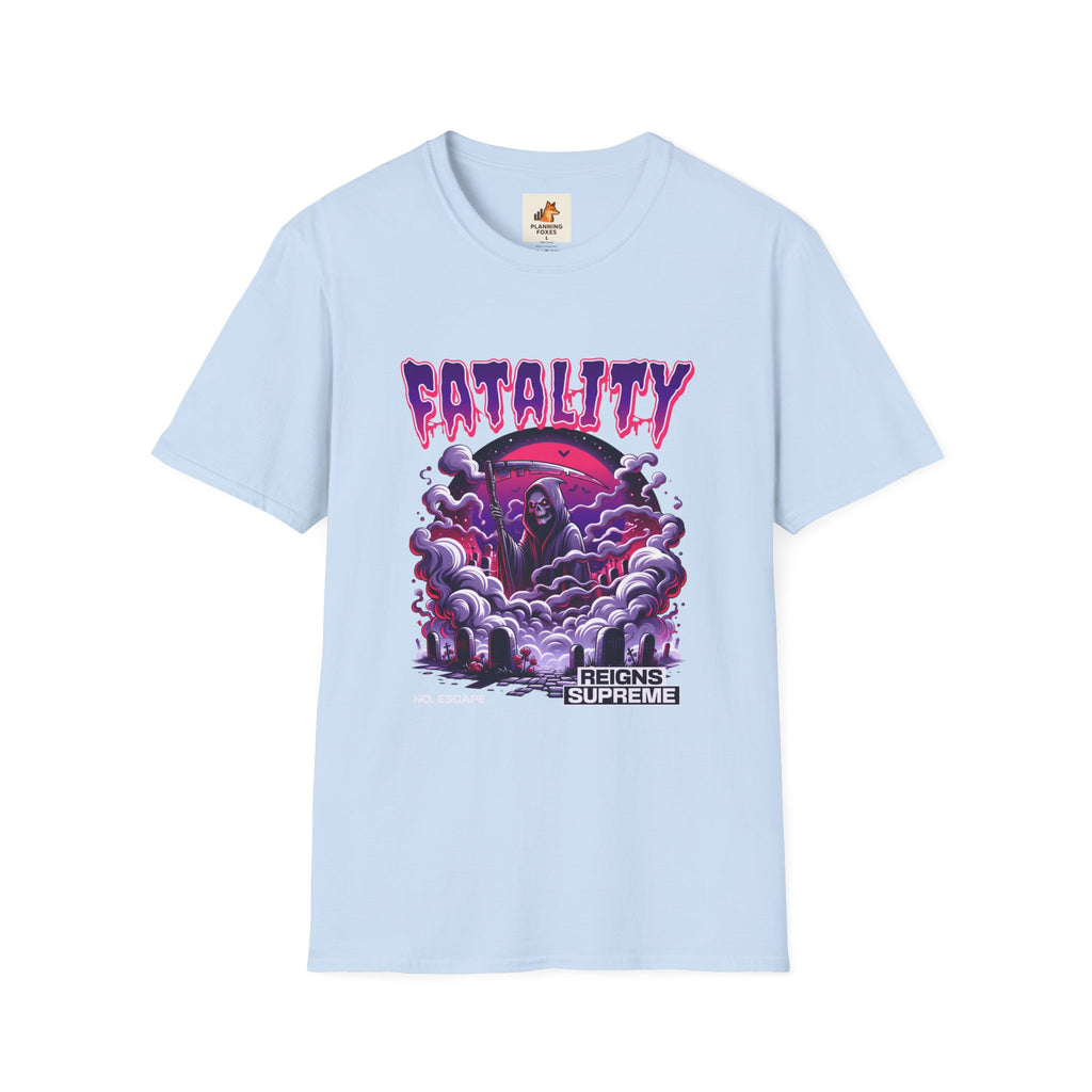 Fatality Graphic Tee — Grim Reaper Arcade Horror T-Shirt