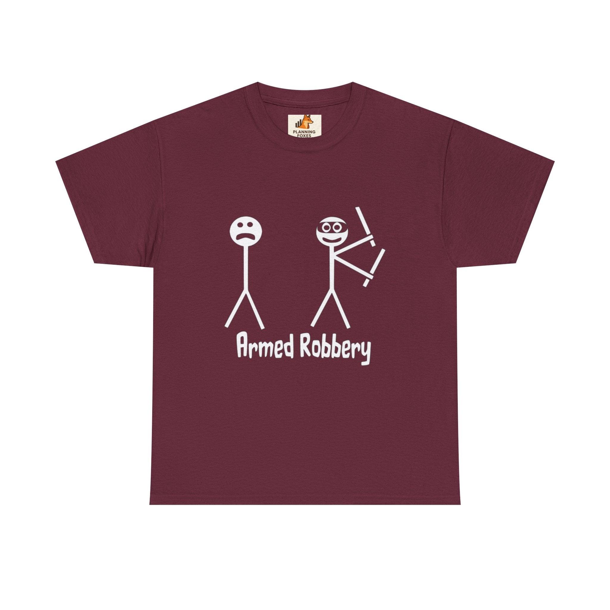 T-Shirt — 'Armed Robbery' Stick Figure Graphic Tee
