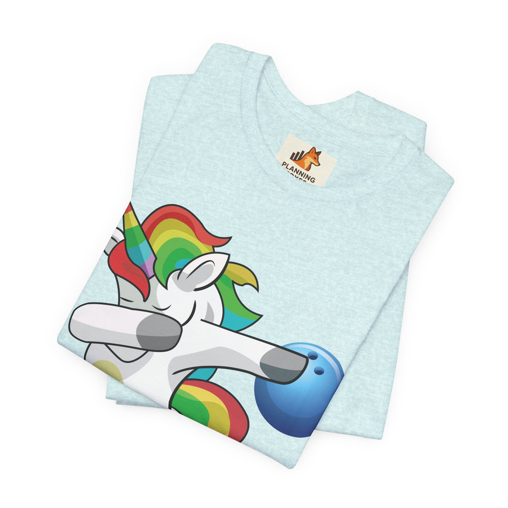 Dabbing Rainbow Unicorn Bowling T‑Shirt