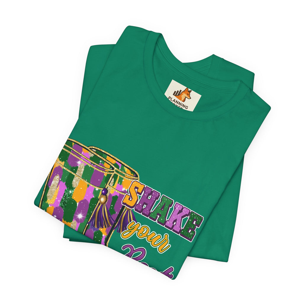 Mardi Gras 'Shake Your Bootie' T‑Shirt — Louisiana Fleur‑de‑Lis Tee