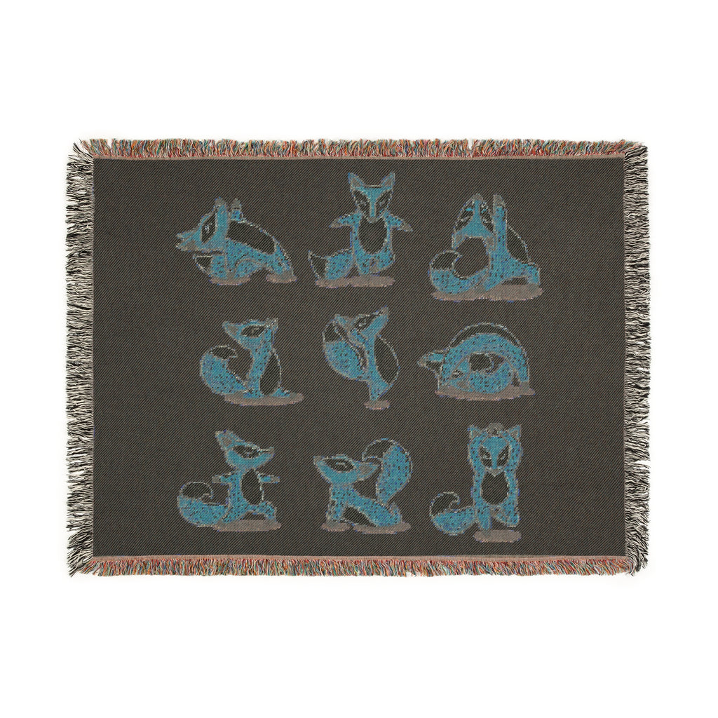 Fox Poses Woven Blanket — Cozy Cabin Throw for Animal Lovers