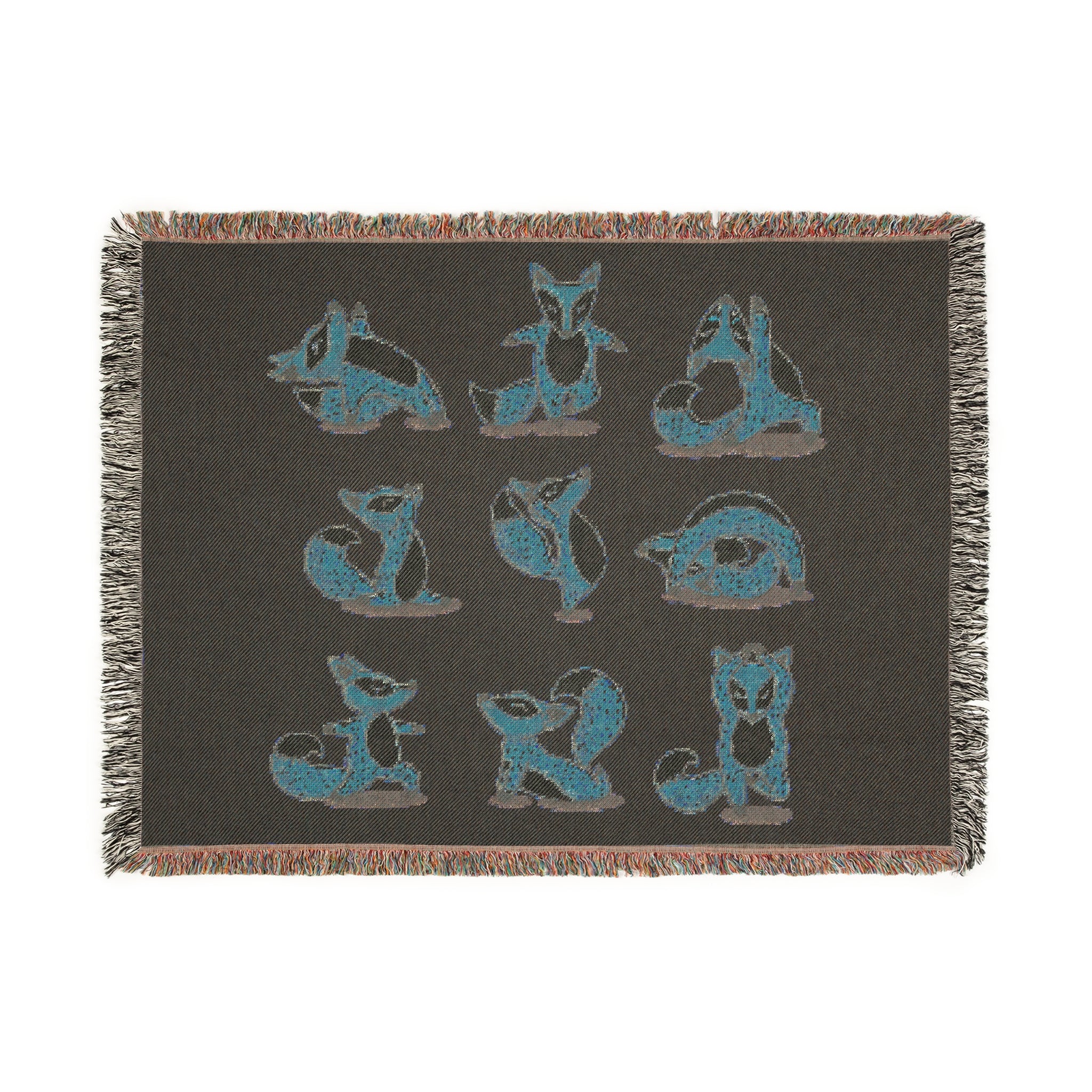 Fox Poses Woven Blanket — Cozy Cabin Throw for Animal Lovers