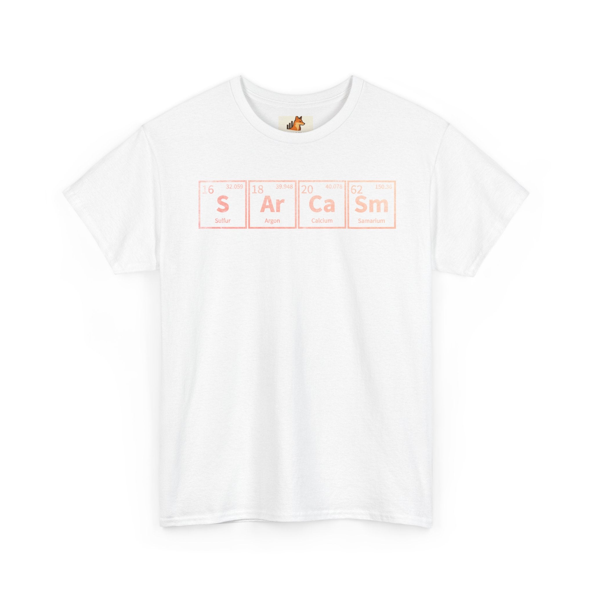 Sarcasm Periodic Table Tee — Funny Graphic White T‑Shirt