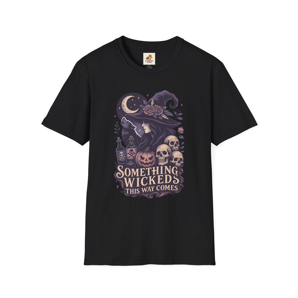 Witchy Moon T‑Shirt — "Something Wicked This Way Comes" Halloween Tee