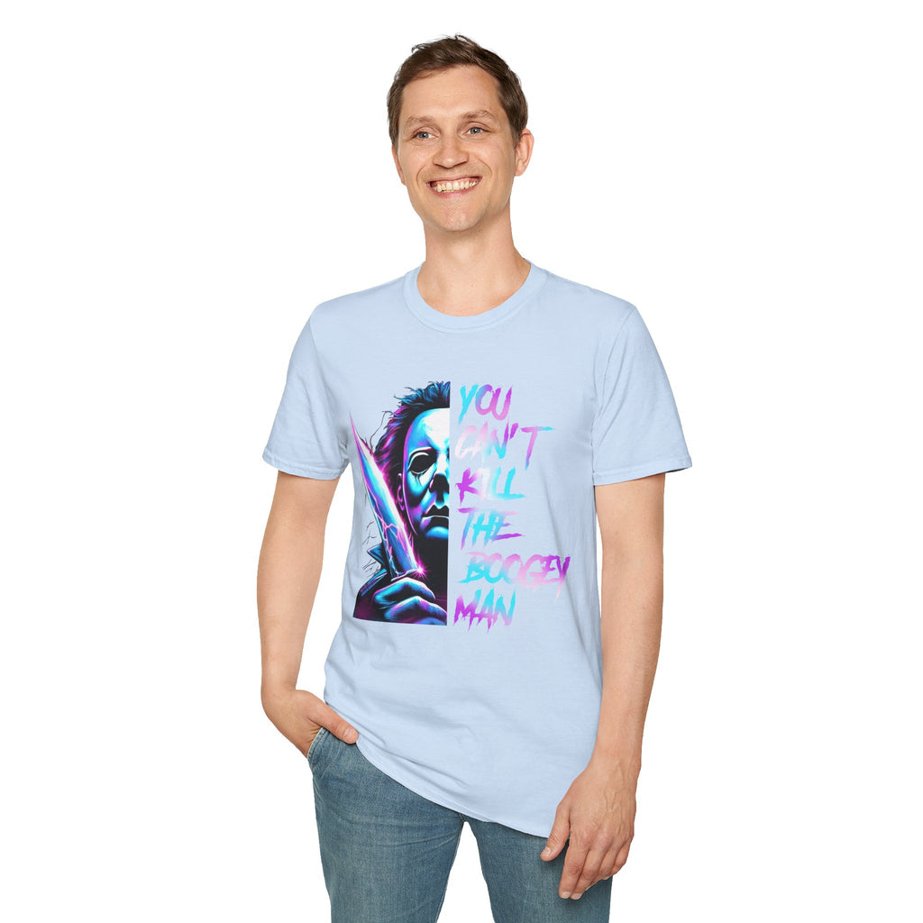 You Can't Kill the Boogeyman T‑Shirt — Retro Neon Michael Myers Horror Tee
