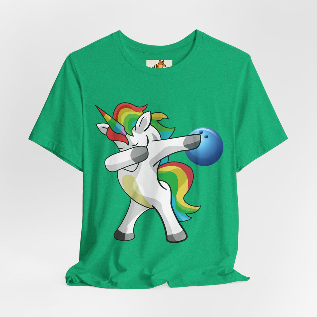 Dabbing Rainbow Unicorn Bowling T‑Shirt