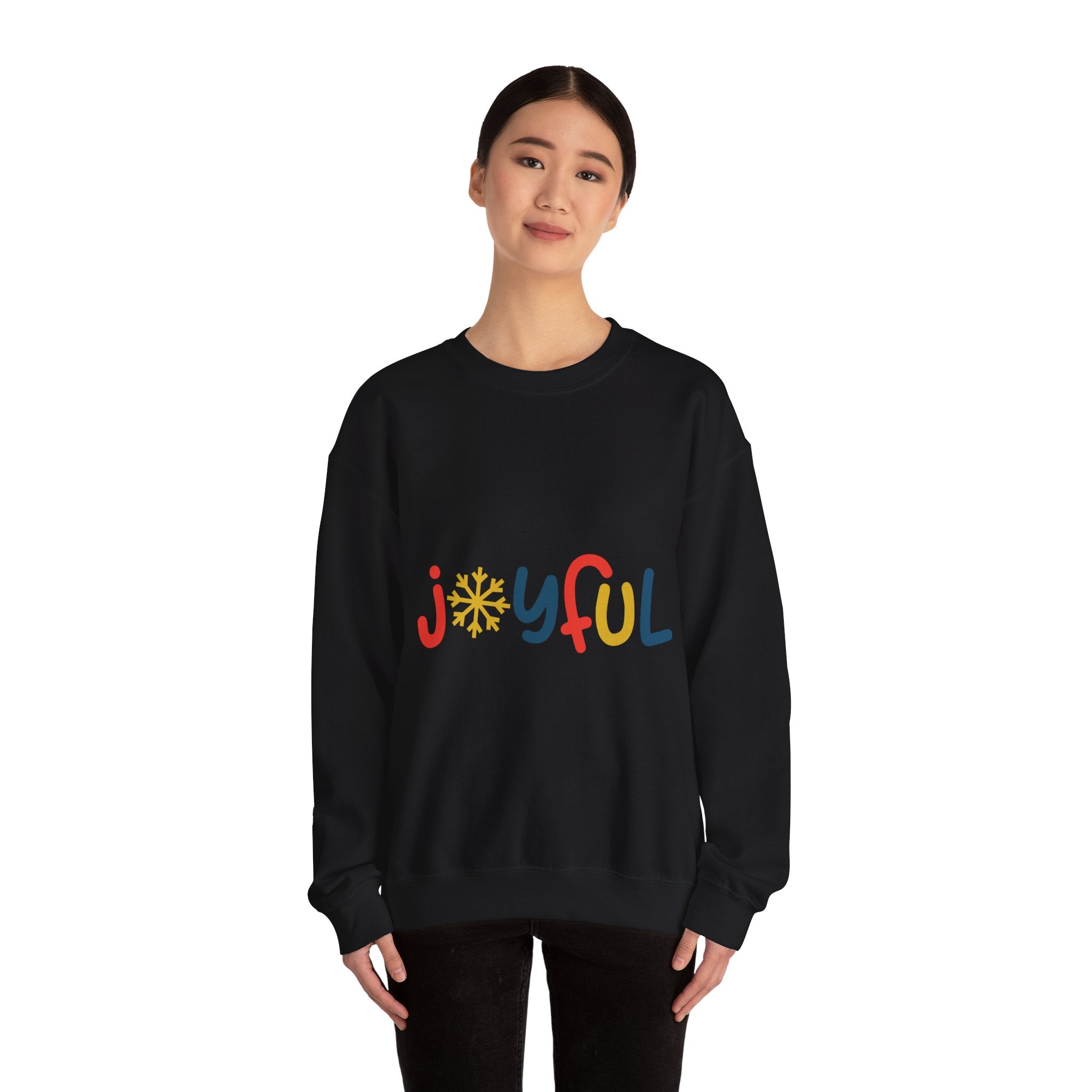 Joyful Snowflake Crewneck Sweatshirt — Festive Holiday Graphic Sweatshirt