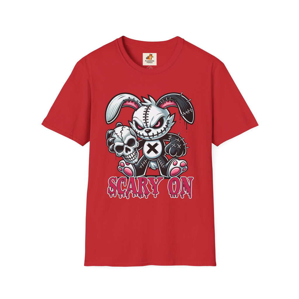 Scary On® Patchwork Demon Bunny T-Shirt — Horror Skull Graphic Tee