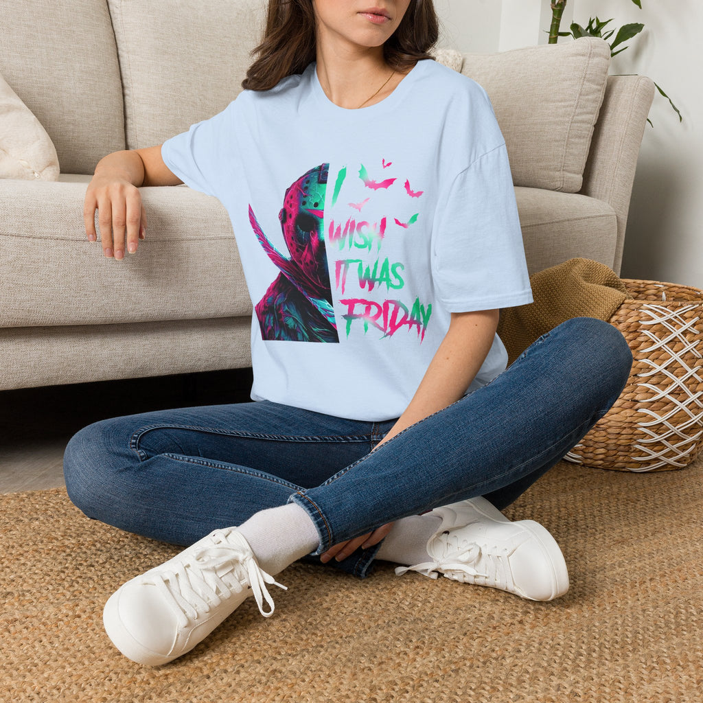 Friday Vibes T-Shirt — Neon Jason "Wish It Was Friday" Graphic Tee