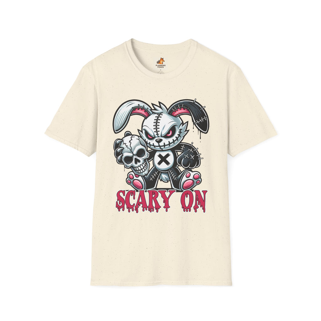 Scary On® Patchwork Demon Bunny T-Shirt — Horror Skull Graphic Tee