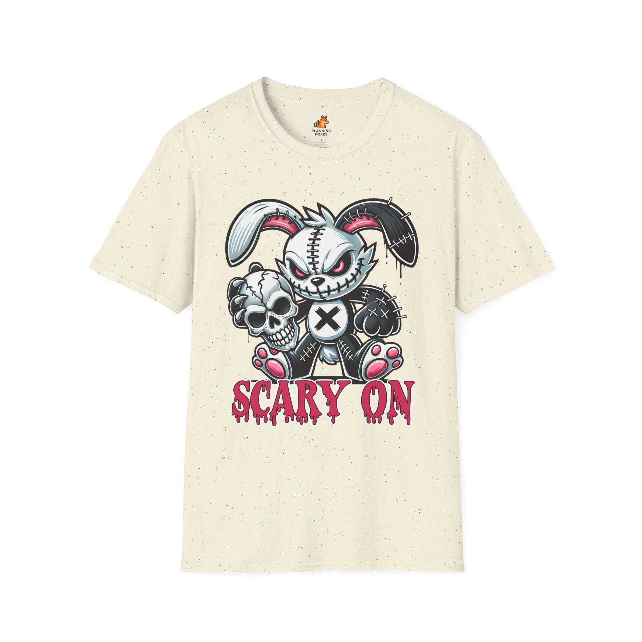Scary On® Patchwork Demon Bunny T-Shirt — Horror Skull Graphic Tee