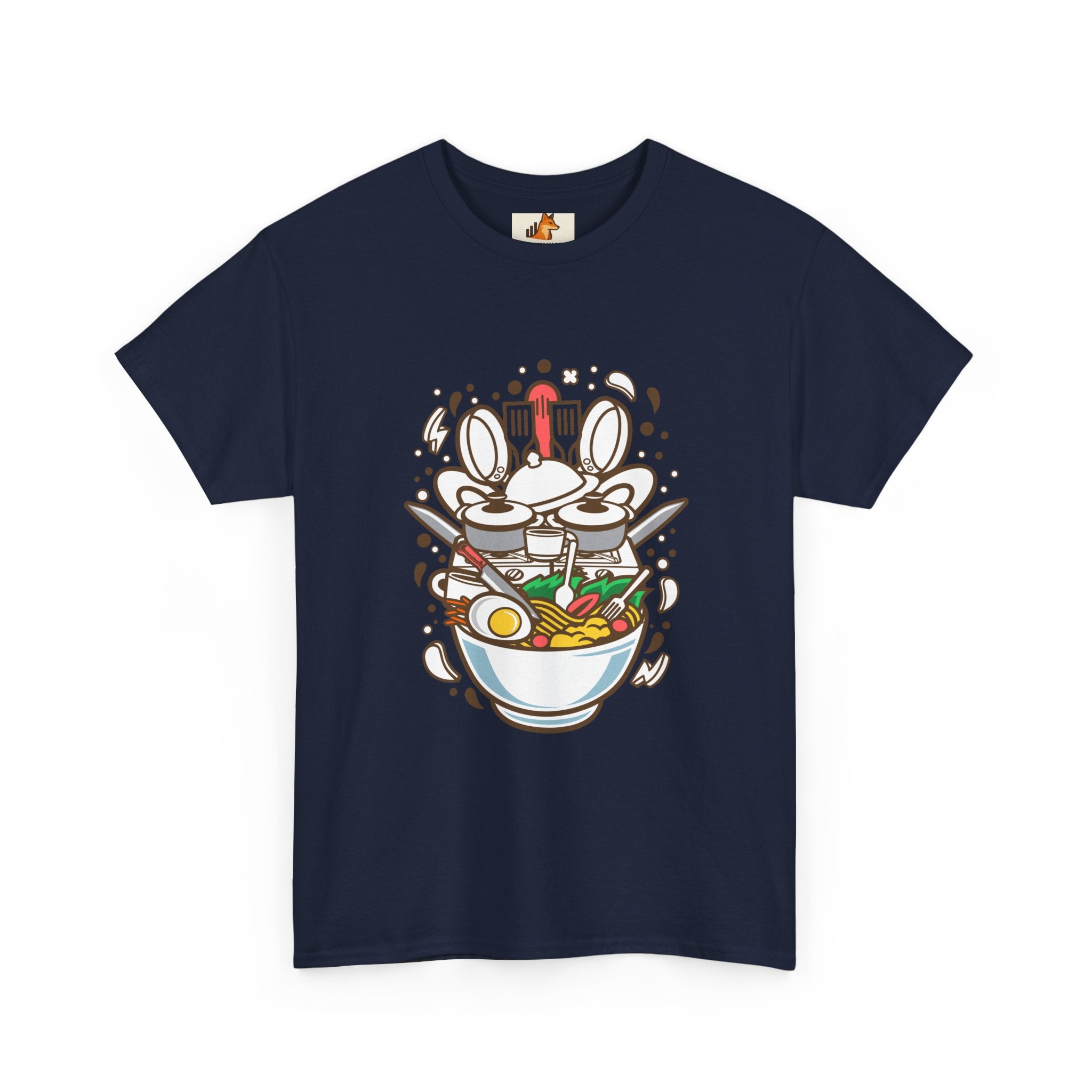 Ramen Bowl Graphic Tee – Cute Cartoon Noodles, Eggs & Chopsticks T-Shirt